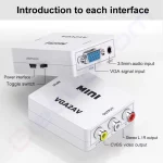 Купити Відеоконвертер VGA (гніздо) в AV RCA (гніздо), звук, box в магазині ElectroCom Дніпро 0688375050