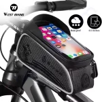 Купити велосумку на раму West Biking з відсіком для смартфона до 6.5", козирок, чорна в магазині ElectroCom Дніпро 0688375050